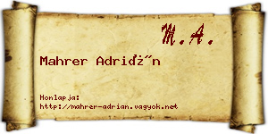 Mahrer Adrián névjegykártya