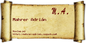 Mahrer Adrián névjegykártya